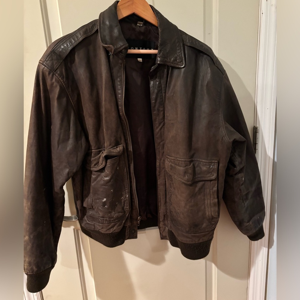 CONTEXT men's vintage leather bomber jacket